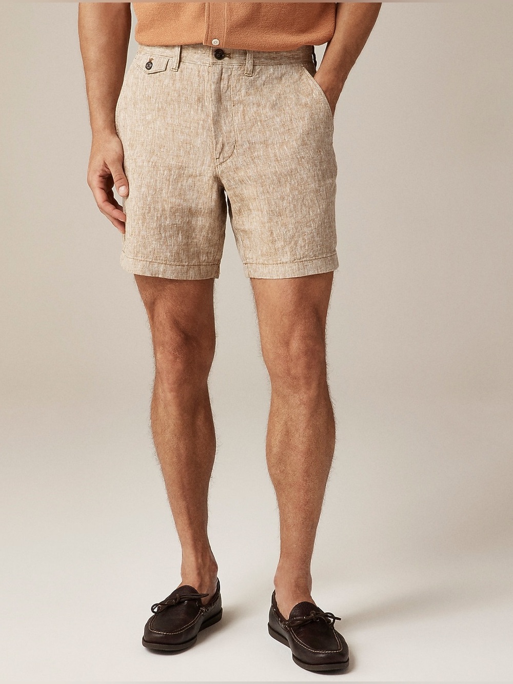 J.Crew 7” Linen Shorts Natural Light Tan Men’s Size 35